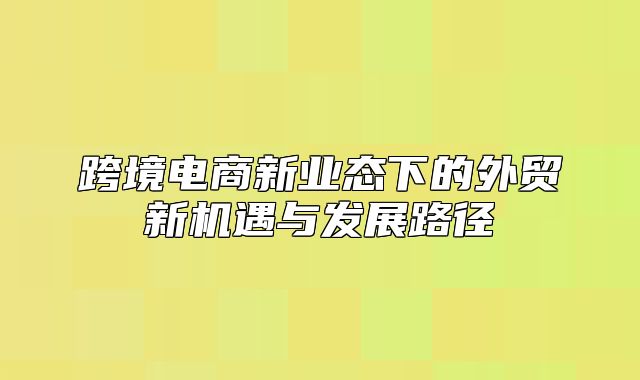 跨境电商新业态下的外贸新机遇与发展路径