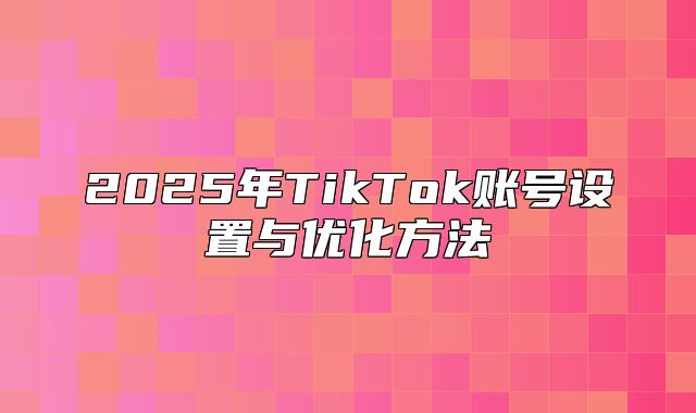 2025年TikTok账号设置与优化方法
