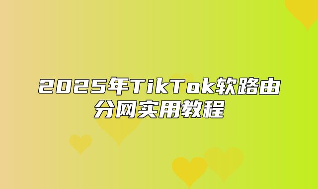 2025年TikTok软路由分网实用教程