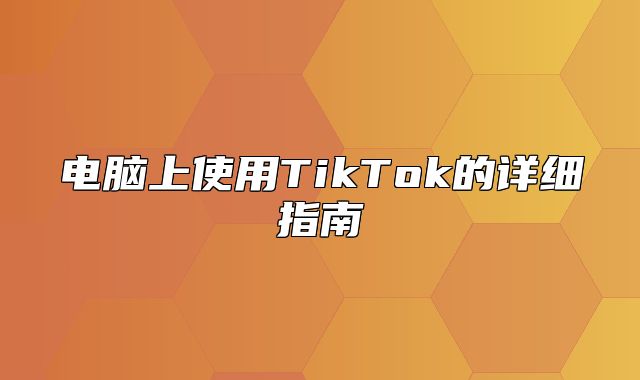 电脑上使用TikTok的详细指南