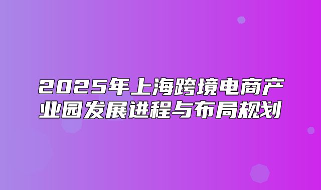2025年上海跨境电商产业园发展进程与布局规划