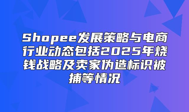 Shopee发展策略与电商行业动态包括2025年烧钱战略及卖家伪造标识被捕等情况