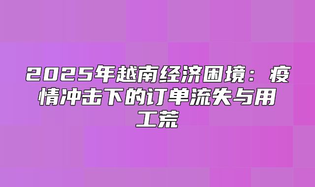 2025年越南经济困境：疫情冲击下的订单流失与用工荒