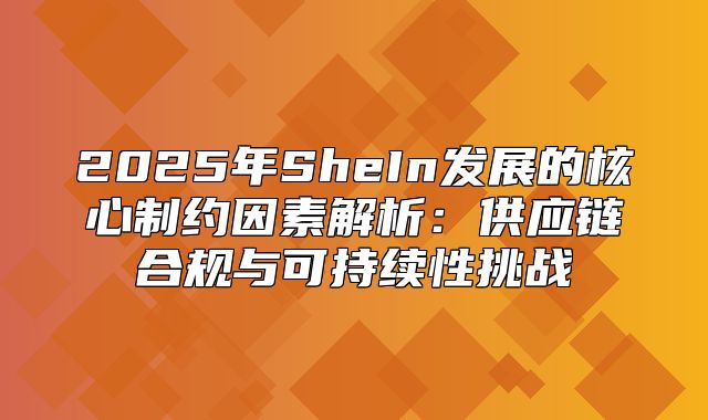 2025年SheIn发展的核心制约因素解析：供应链合规与可持续性挑战