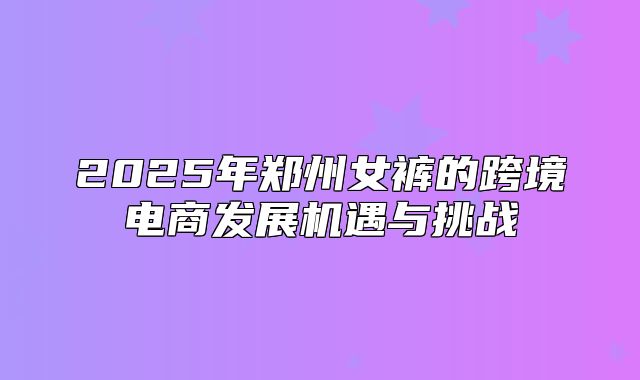 2025年郑州女裤的跨境电商发展机遇与挑战