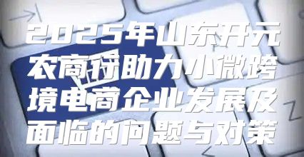 2025年山东开元农商行助力小微跨境电商企业发展及面临的问题与对策