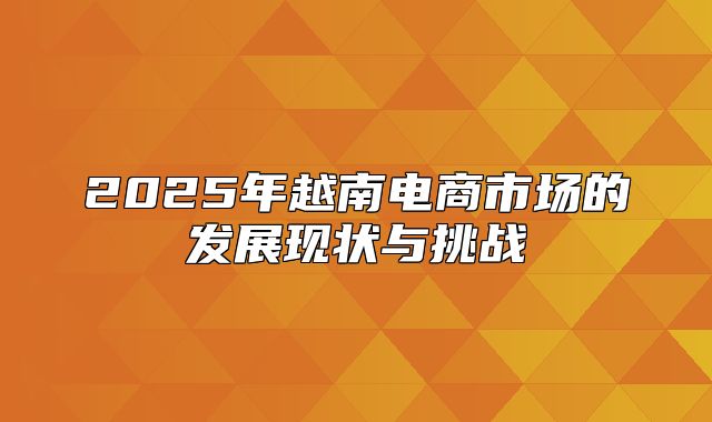 2025年越南电商市场的发展现状与挑战