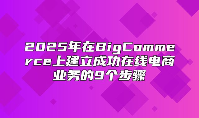 2025年在BigCommerce上建立成功在线电商业务的9个步骤