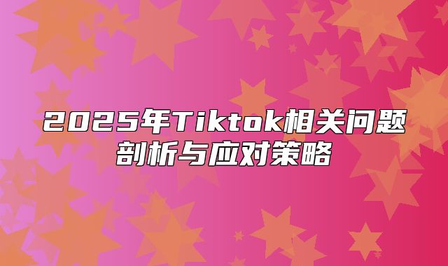2025年Tiktok相关问题剖析与应对策略