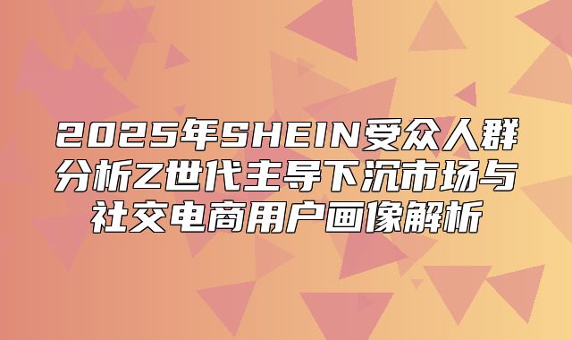 2025年SHEIN受众人群分析Z世代主导下沉市场与社交电商用户画像解析