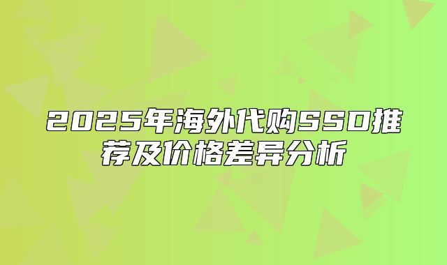 2025年海外代购SSD推荐及价格差异分析