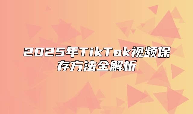 2025年TikTok视频保存方法全解析