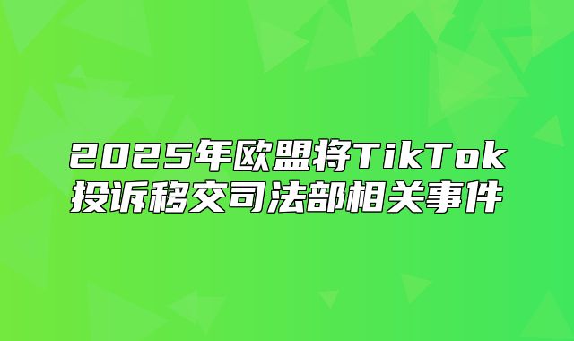 2025年欧盟将TikTok投诉移交司法部相关事件