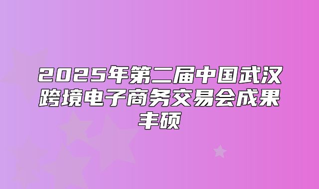 2025年第二届中国武汉跨境电子商务交易会成果丰硕