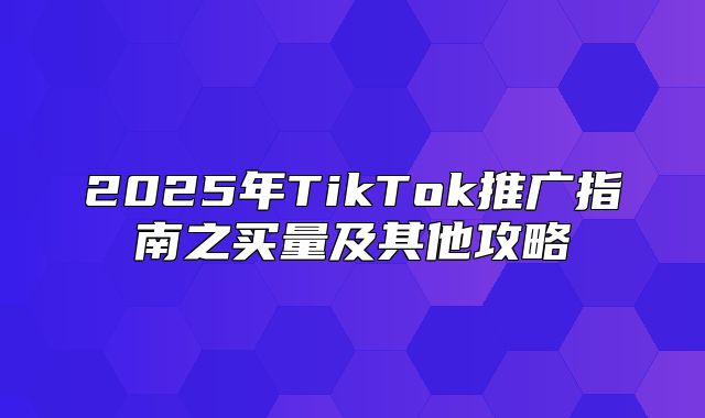 2025年TikTok推广指南之买量及其他攻略