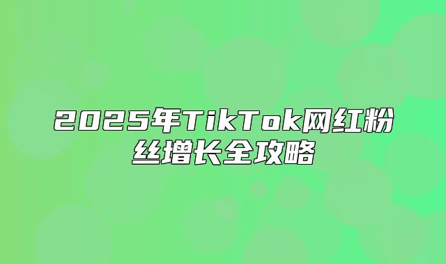 2025年TikTok网红粉丝增长全攻略