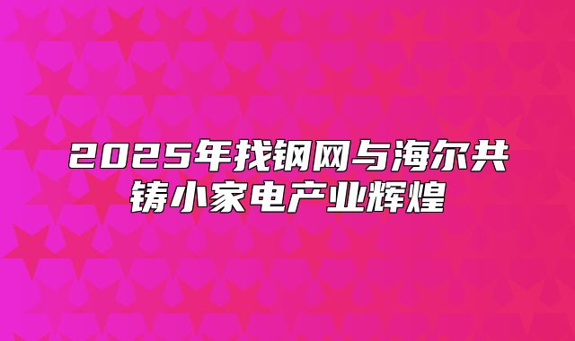 2025年找钢网与海尔共铸小家电产业辉煌
