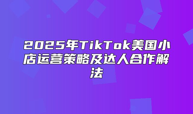2025年TikTok美国小店运营策略及达人合作解法