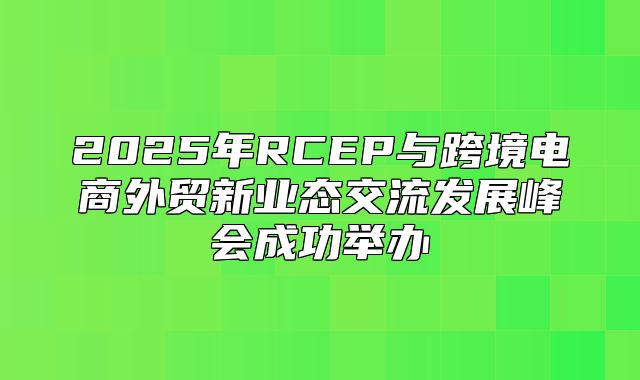 2025年RCEP与跨境电商外贸新业态交流发展峰会成功举办