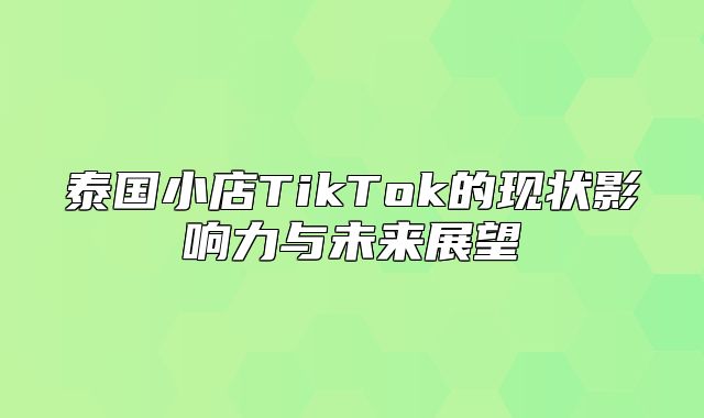 泰国小店TikTok的现状影响力与未来展望