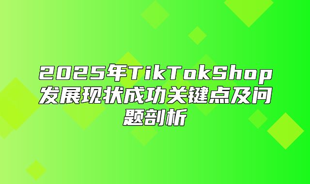 2025年TikTokShop发展现状成功关键点及问题剖析