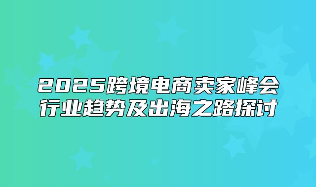 2025跨境电商卖家峰会行业趋势及出海之路探讨