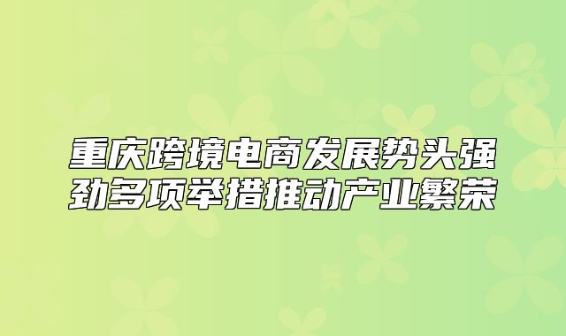 重庆跨境电商发展势头强劲多项举措推动产业繁荣
