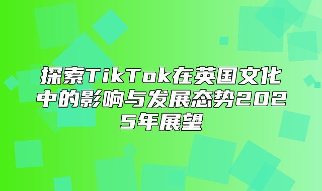 探索TikTok在英国文化中的影响与发展态势2025年展望