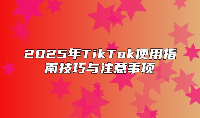 2025年TikTok使用指南技巧与注意事项