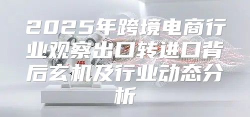 2025年跨境电商行业观察出口转进口背后玄机及行业动态分析