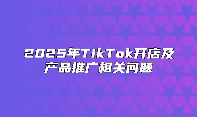 2025年TikTok开店及产品推广相关问题