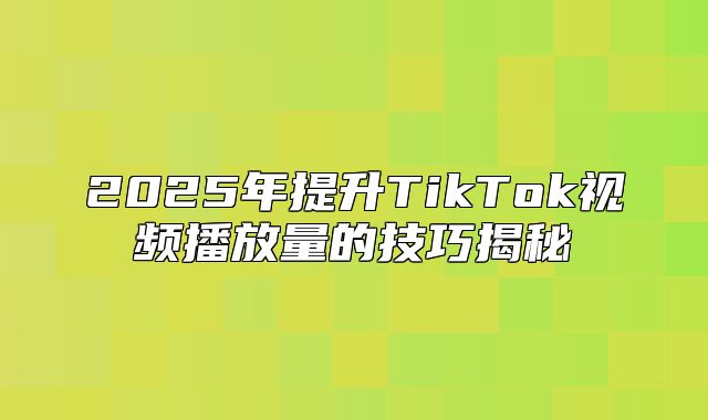 2025年提升TikTok视频播放量的技巧揭秘