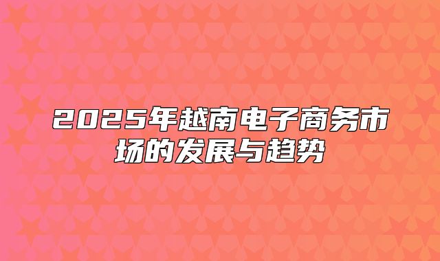 2025年越南电子商务市场的发展与趋势