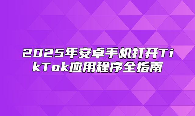 2025年安卓手机打开TikTok应用程序全指南
