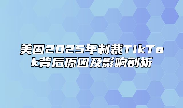 美国2025年制裁TikTok背后原因及影响剖析