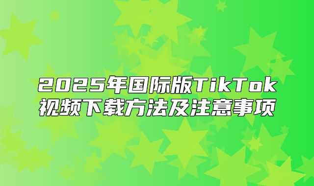 2025年国际版TikTok视频下载方法及注意事项