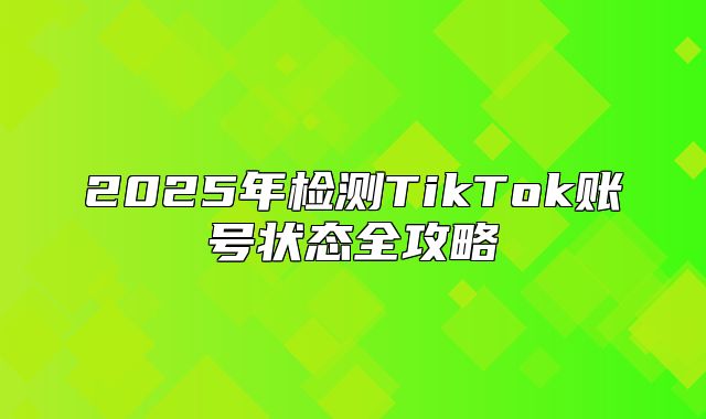 2025年检测TikTok账号状态全攻略