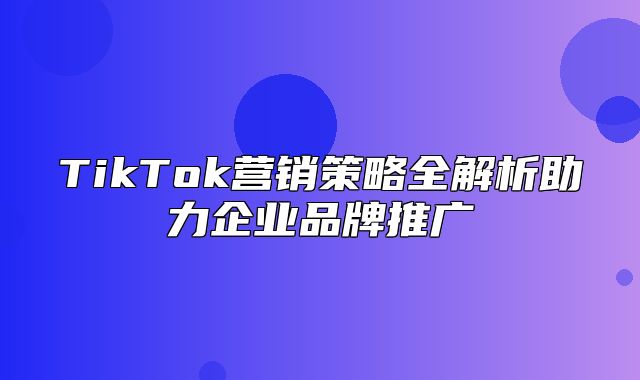 TikTok营销策略全解析助力企业品牌推广