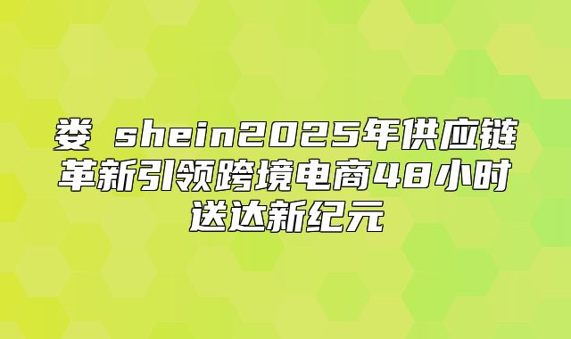 娄玥shein2025年供应链革新引领跨境电商48小时送达新纪元