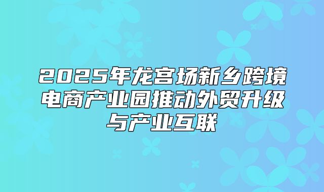 2025年龙宫场新乡跨境电商产业园推动外贸升级与产业互联