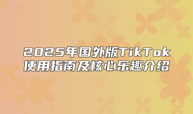 2025年国外版TikTok使用指南及核心乐趣介绍