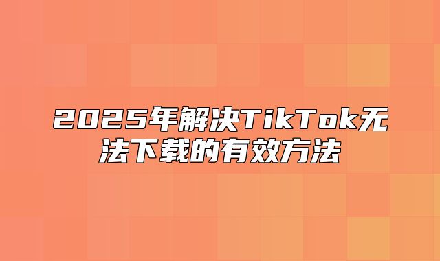 2025年解决TikTok无法下载的有效方法