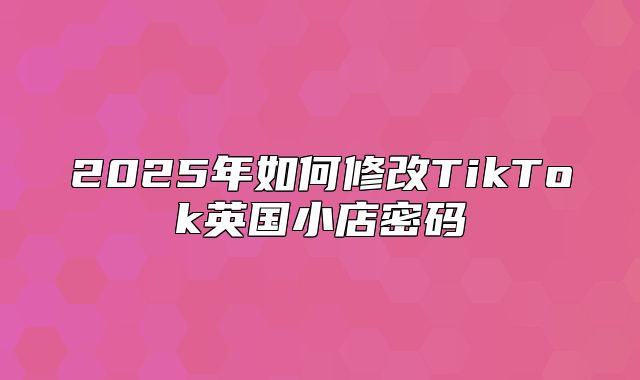 2025年如何修改TikTok英国小店密码