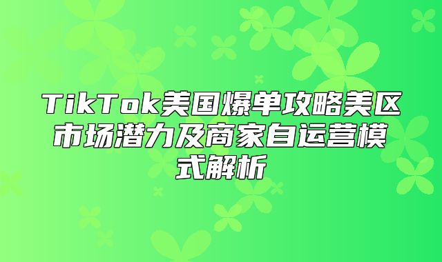 TikTok美国爆单攻略美区市场潜力及商家自运营模式解析