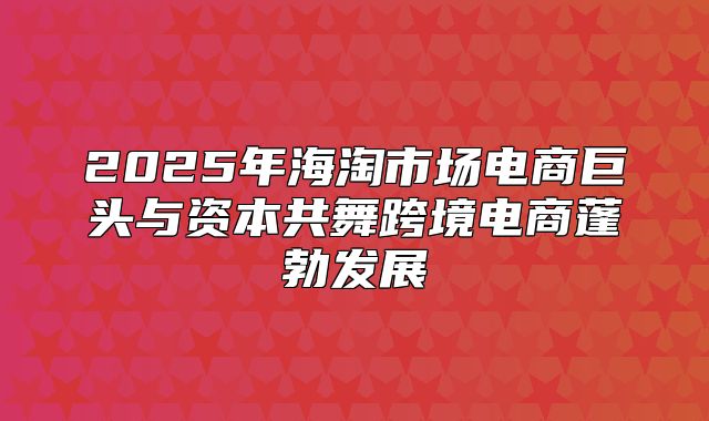 2025年海淘市场电商巨头与资本共舞跨境电商蓬勃发展