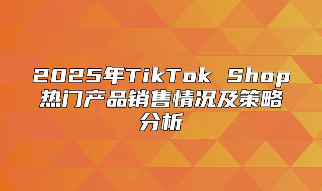 2025年TikTok Shop热门产品销售情况及策略分析