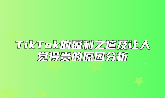 TikTok的盈利之道及让人觉得贵的原因分析