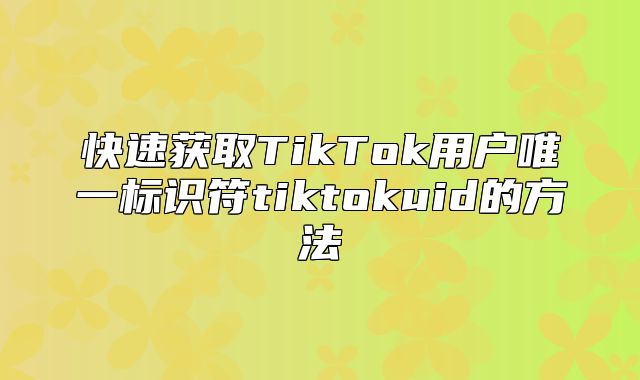 快速获取TikTok用户唯一标识符tiktokuid的方法