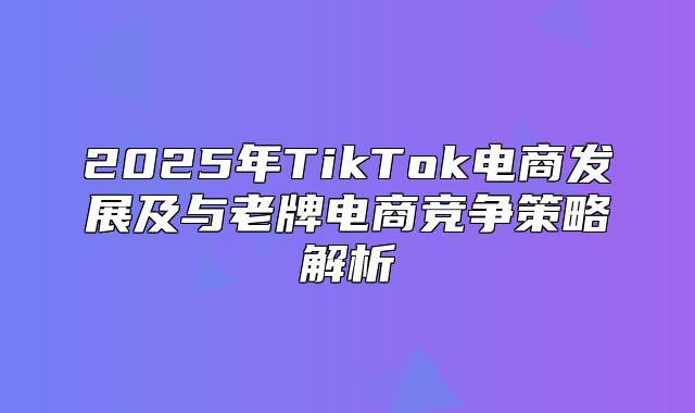 2025年TikTok电商发展及与老牌电商竞争策略解析
