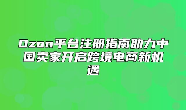Ozon平台注册指南助力中国卖家开启跨境电商新机遇